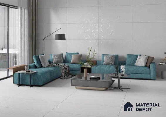 Sleek and Modern Living Room with Blue Accents | Material Depot