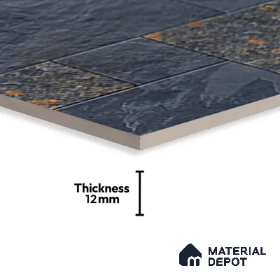 Parking Floor Tile TL 07532 Stonis Black 400x400 mm Matte Finish Vitrified Tile - 12 mm | Pattern Alignment May Vary | 2-3 mm Spacer is Mandatory
