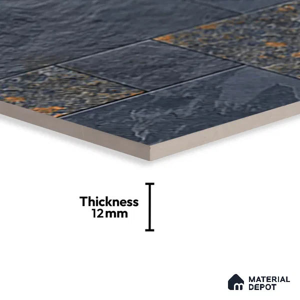 Parking Floor Tile TL 07532 Stonis Black 400x400 mm Matte Finish Vitrified Tile - 12 mm | Pattern Alignment May Vary | 2-3 mm Spacer is Mandatory