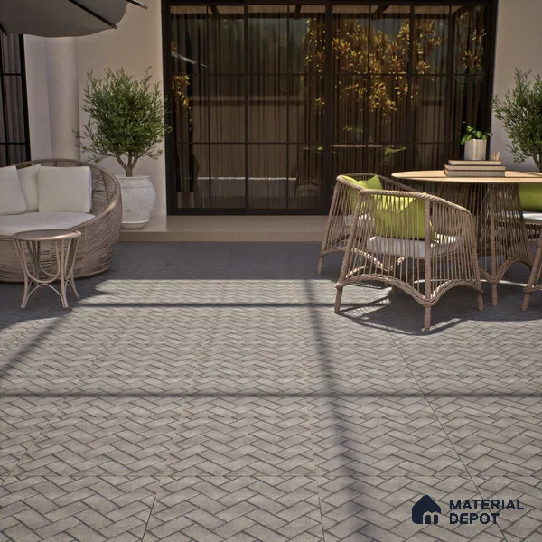 Parking Floor Tile TL 07999 Stonis Gris 16 x 16 inch Vitrified Anti Skid Matte Finish Heavy Duty Tile - 12 mm | Suitable For Outdoor, Balcony, Terrace | Pattern Alignment May Vary | 2-3 mm Spacer is Mandatory