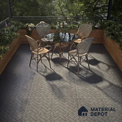 Parking Floor Tile TL 07999 Stonis Gris 16 x 16 inch Vitrified Anti Skid Matte Finish Heavy Duty Tile - 12 mm | Suitable For Outdoor, Balcony, Terrace | Pattern Alignment May Vary | 2-3 mm Spacer is Mandatory