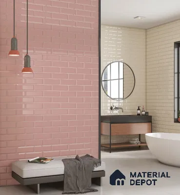 TL 00028 4x12 inches Pink Bevelled Glossy Finish Tile (Sample)