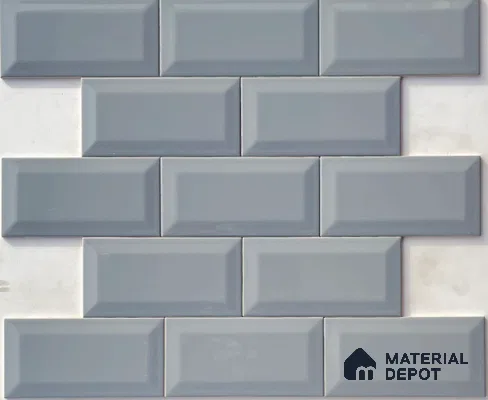TL 00005 B 8x4 inches Grey Bevelled Glossy Finish Ceramic Wall Tile - 7 mm (Sample)