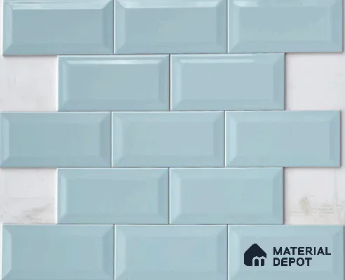 TL 00005 G 8x4 inches Ice Blue Bevelled Glossy Finish Ceramic Wall Tile - 7 mm