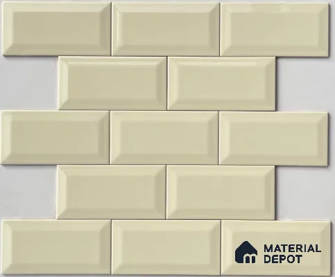 TL 00005 D 8x4 inches Ivory Bevelled Glossy Finish Ceramic Wall Tile - 7 mm (Sample)