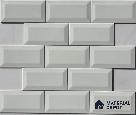 TL 00005 A 8x4 inches White Bevelled Glossy Finish Ceramic Wall Tile - 7 mm (Sample)