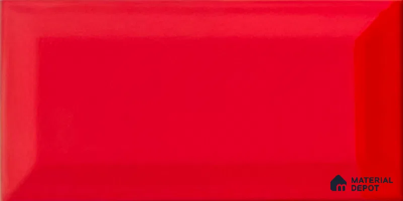 TL 00006 J 8x4 inches Blood Red Bevelled Glossy Finish Ceramic Wall Tile - 7 mm