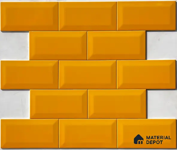 TL 00006 G 8x4 inches Mango Yellow Bevelled Glossy Finish Ceramic Wall Tile - 7 mm