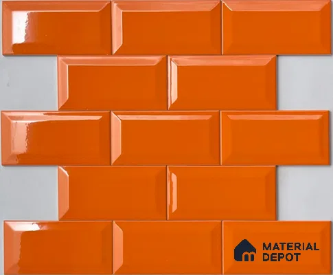 TL 00006 H 8x4 inches Orange Bevelled Glossy Finish Ceramic Wall Tile - 7 mm (Sample)