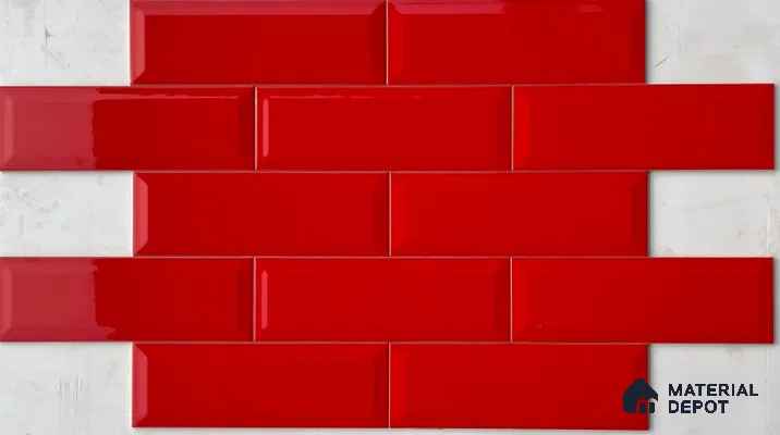 TL 00003 F 12x4 inches Blood Red Bevelled Glossy Finish Tile (Sample)