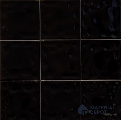 TL 00010 M 4x4 inches Black Bumpy Glossy Finish Ceramic Wall Tile - 5.8 mm (Sample)