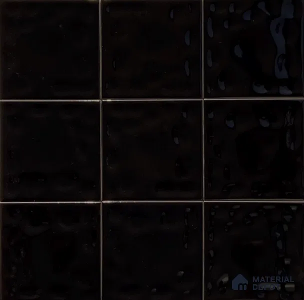 TL 00010 M 4x4 inches Black Bumpy Glossy Finish Ceramic Wall Tile - 5.8 mm (Sample)