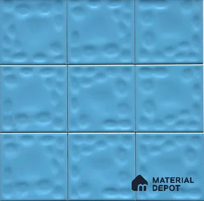 TL 00010 A 4x4 inches T Blue Bumpy Glossy Finish Ceramic Wall Tile - 5.8 mm (Sample)