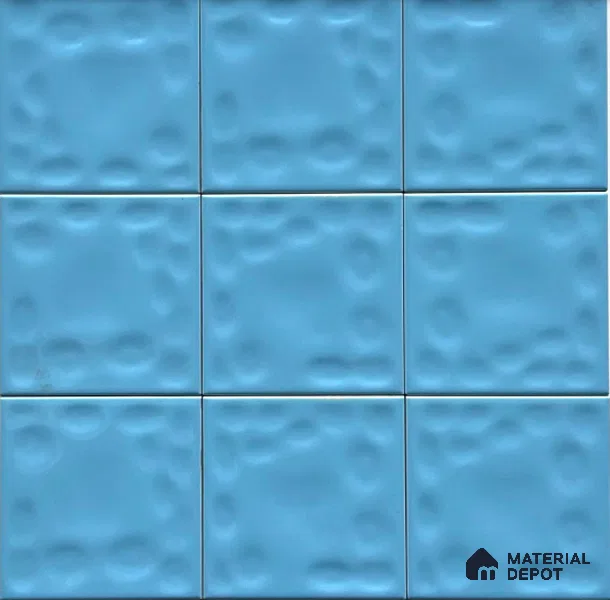 TL 00010 A 4x4 inches T Blue Bumpy Glossy Finish Ceramic Wall Tile - 5.8 mm (Sample)
