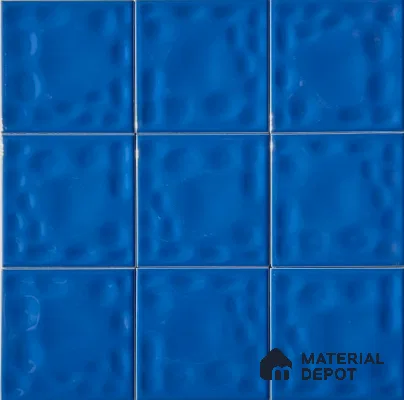 TL 00010 B 4x4 inches Thunder Blue Bumpy Glossy Finish Ceramic Wall Tile - 5.8 mm (Sample)
