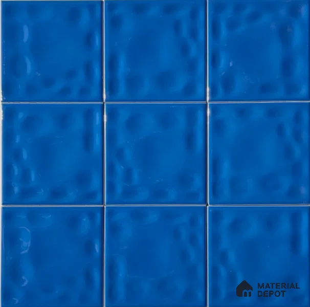 TL 00010 B 4x4 inches Thunder Blue Bumpy Glossy Finish Ceramic Wall Tile - 5.8 mm (Sample)