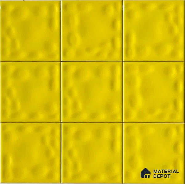 TL 00010 H 4x4 inches Yellow Bumpy Glossy Finish Ceramic Wall Tile - 5.8 mm (Sample)