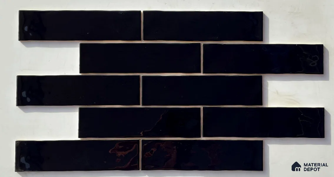 TL 00048 B 3x12 inches Black Glossy Finish Ceramic Wall Tile - 8 mm (Sample)