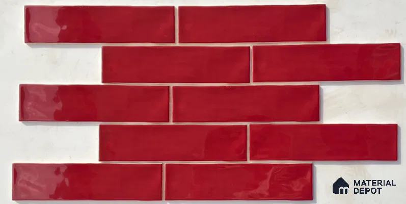 TL 00048 G 3x12 inches Wine Red Glossy Finish Tile (Sample)