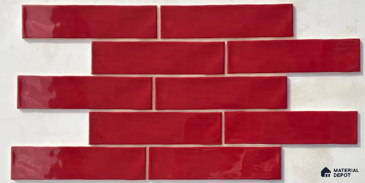 TL 00048 G 3x12 inches Wine Red Glossy Finish Tile (Sample)