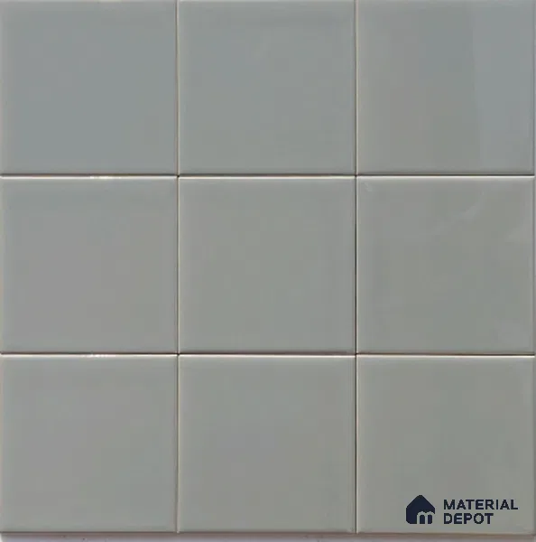 Subway Wall Tile TL 00055 S 8x8 inch Grey Plain Glossy Finish Ceramic Tile - 6 mm | Please Expect a Slight Variation of Pattern