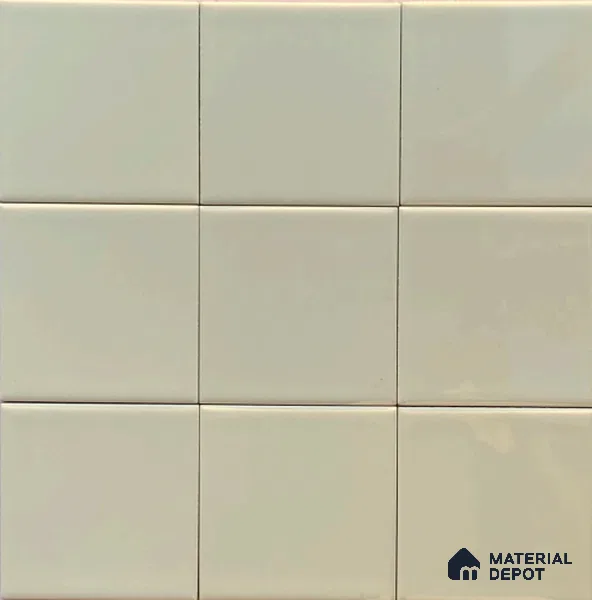 Subway Wall Tile TL 00055 T 8x8 inch Ivory Plain Glossy Finish Ceramic Tile - 6 mm | Please Expect a Slight Variation of Pattern