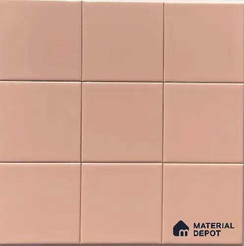 Subway Wall Tile TL 00055 U 8x8 inch Pink Plain Glossy Finish Ceramic Tile - 6 mm | Please Expect a Slight Variation of Pattern