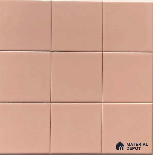 Subway Wall Tile TL 00055 U 8x8 inch Pink Plain Glossy Finish Ceramic Tile - 6 mm | Please Expect a Slight Variation of Pattern (Sample)