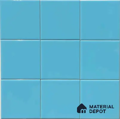 Subway Wall Tile TL 00055 F 4 x 4 inch T Blue Plain Glossy Finish Ceramic Wall Tile - 5.8 mm | Suitable For Restaurant, Bathroom, Kitchen