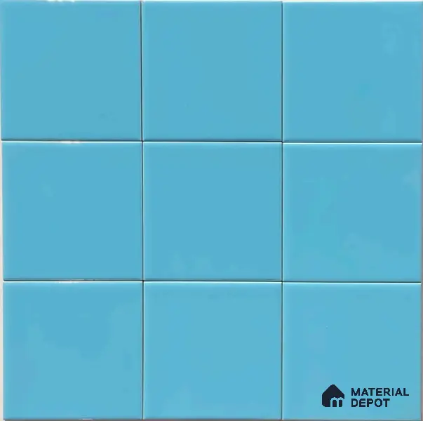 Subway Wall Tile TL 00055 F 4 x 4 inch T Blue Plain Glossy Finish Ceramic Wall Tile - 5.8 mm | Suitable For Restaurant, Bathroom, Kitchen