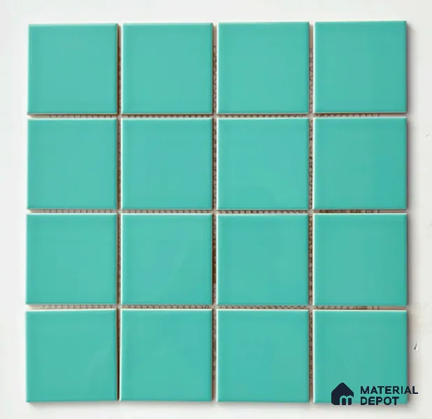 TL 00051 3x3 inches Aqua Green Plain Glossy Finish Ceramic Wall Tile (Sample)