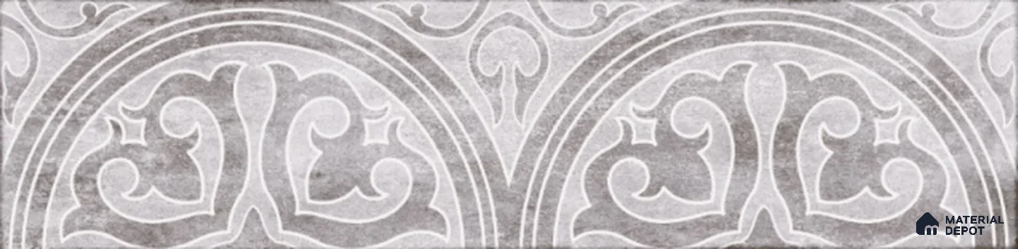 TL 00011 A Bohemian 12x3 inches Grey Glossy Finish Tile - Pattern 1 (Sample)