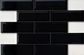 TL 00001 F 12x4 inches Black Bevelled Glossy Finish Ceramic Wall Tile - 7 mm | Image 1