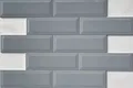 TL 00001 I 12x4 inches Grey Bevelled Glossy Finish Ceramic Wall Tile - 7 mm | Image 1