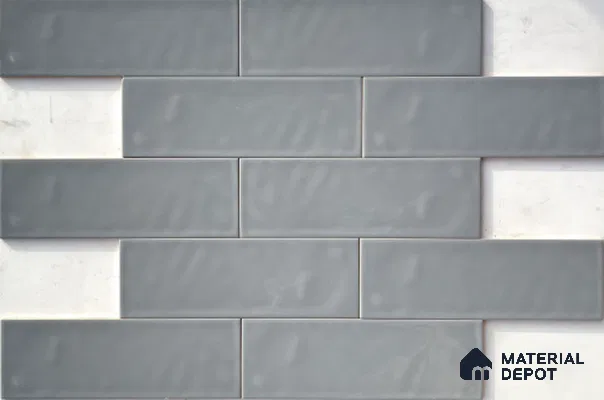 TL 00001 K 12x4 inches Grey Uneven Glossy Finish Tile (Sample)