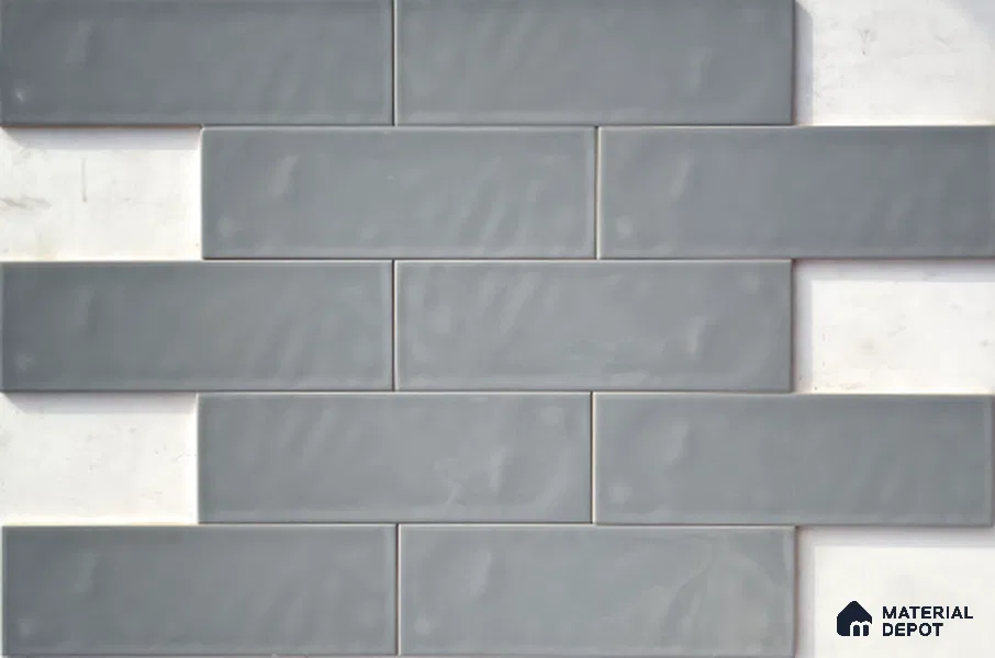 TL 00001 K 12x4 inches Grey Uneven Glossy Finish Tile (Sample)