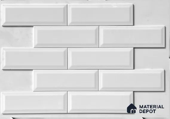 TL 00001 A 12x4 inches White Bevelled Glossy Finish Tile (Sample)