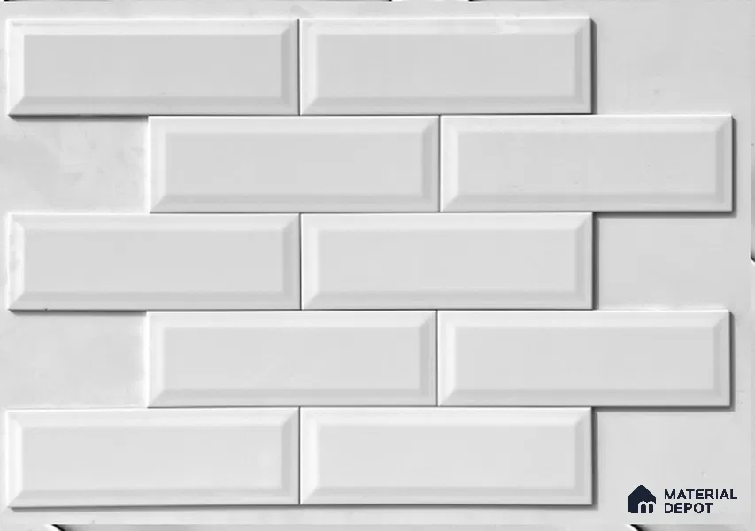 TL 00001 A 12x4 inches White Bevelled Glossy Finish Tile (Sample)