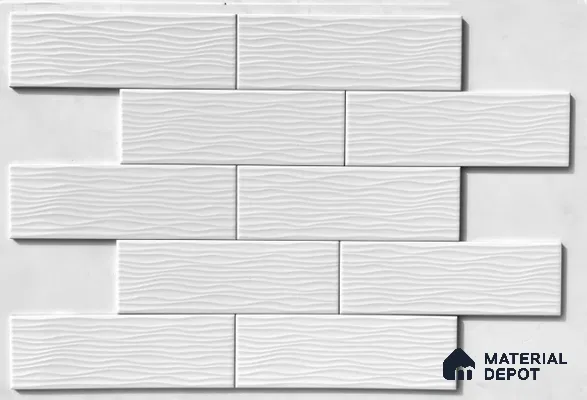 TL 00001 E 12x4 inches White Wave Glossy Finish Tile (Sample)