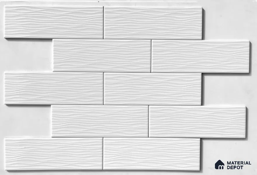 TL 00001 E 12x4 inches White Wave Glossy Finish Tile (Sample)