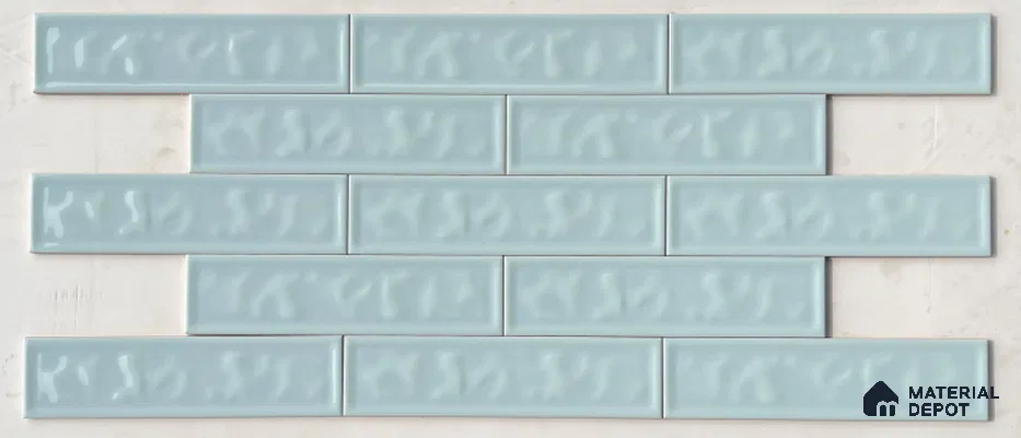 TL 00049 E 3x12 inches Ice Blue Uneven Glossy Finish Tile (Sample)