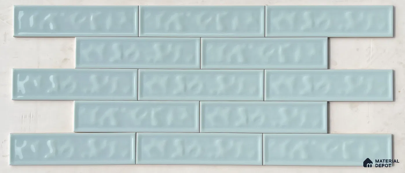 TL 00049 E 3x12 inches Ice Blue Uneven Glossy Finish Tile (Sample)