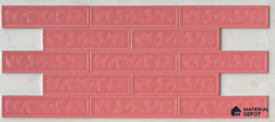 TL 00049 F 3x12 inches Magenta Uneven Glossy Finish Tile (Sample)