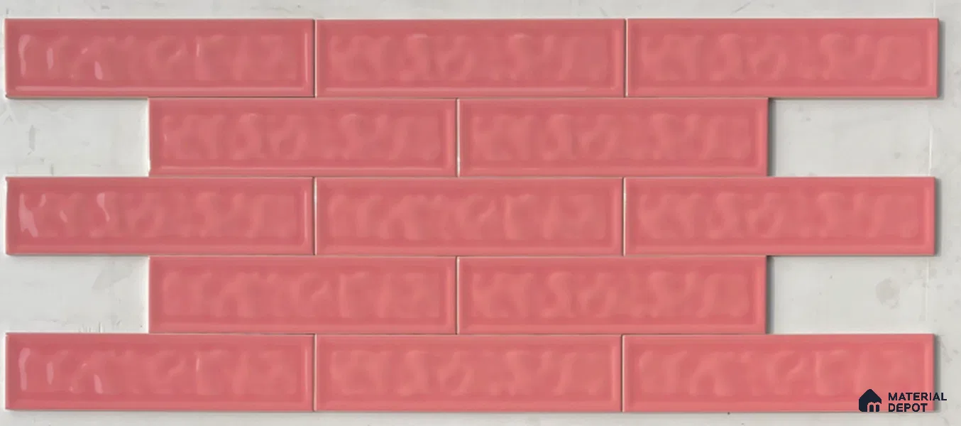 TL 00049 F 3x12 inches Magenta Uneven Glossy Finish Tile (Sample)