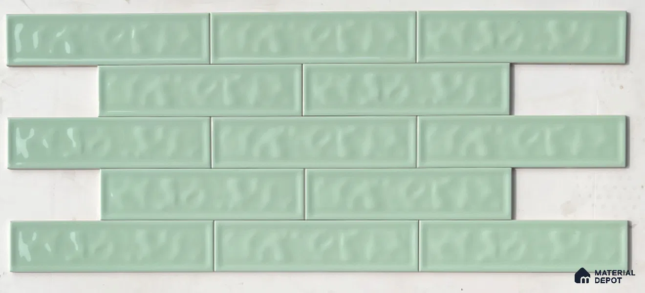 TL 00049 D 3x12 inches Mint Pista Uneven Glossy Finish Tile (Sample)