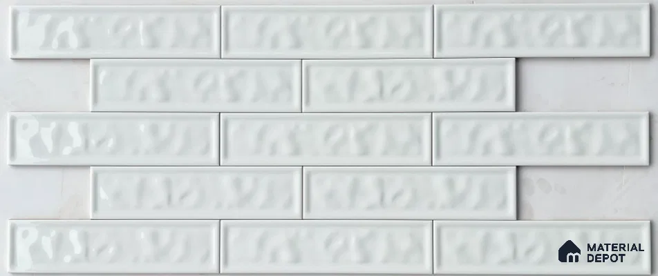 TL 00049 A 3x12 inches White Uneven Glossy Finish Tile (Sample)