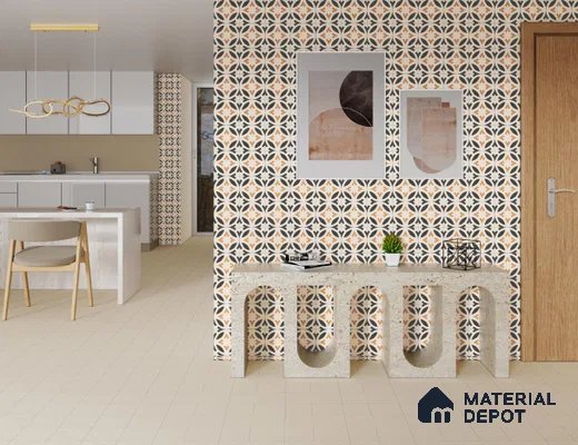 Subway Floor & Wall Tile TL 06041 Atlas Plain 200 x 200 mm Vitrified Matte Finish - 9 mm | Ideal For Bathroom, Kitchen | 2 mm Spacer is Mandatory | Please Expect a Slight Variation of Pattern (Sample)