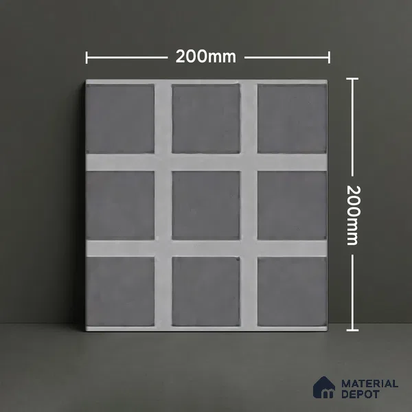 Moroccan Floor & Wall Tile TL 06045 B Doric Grey Decor 200 x 200 mm Vitrified Matte Finish - 9 mm | Ideal For Living Room, Bathroom, Kitchen | 2 mm Spacer is Mandatory | Please Expect a Slight Variation of Pattern (Sample)