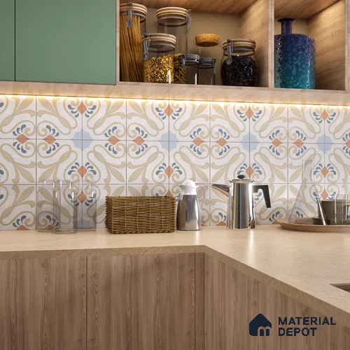 Moroccan Floor & Wall Tile TL 06061 B Omega Decor 200 x 200 mm Vitrified Matte Finish - 9 mm | Ideal For Living Room, Bathroom, Kitchen | 2 mm Spacer is Mandatory | Please Expect a Slight Variation of Pattern