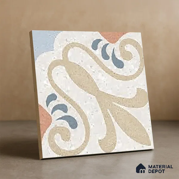 Moroccan Floor & Wall Tile TL 06061 B Omega Decor 200 x 200 mm Vitrified Matte Finish - 9 mm | Ideal For Living Room, Bathroom, Kitchen | 2 mm Spacer is Mandatory | Please Expect a Slight Variation of Pattern (Sample)